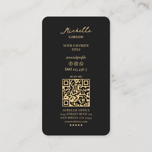 Carte De Visite Marketing professionnel Noir Monogramme moderne (Dos)