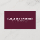 Carte De Visite Maroon de vin de Bourgogne élégant moderne avant e (Devant)