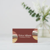 Carte De Visite Maroon Earth Tone Abstrait Boho Chic (Debout devant)