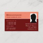 Carte De Visite Maroon et corail avec logo et photo professionnel (Dos)