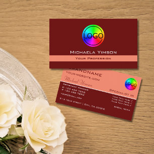 Carte De Visite Maroon et Coral Classic avec logo professionnel