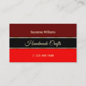 Carte De Visite Maroon et les frontières rouges sur Black Stylish  (Devant)