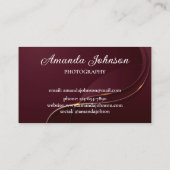 Carte De Visite Maroon et or Monogramme Moderne Professionnel (Dos)