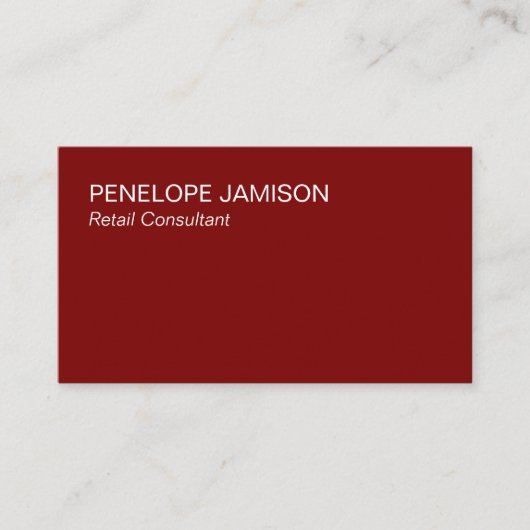 Carte De Visite Maroon moderne et blanc (Devant)