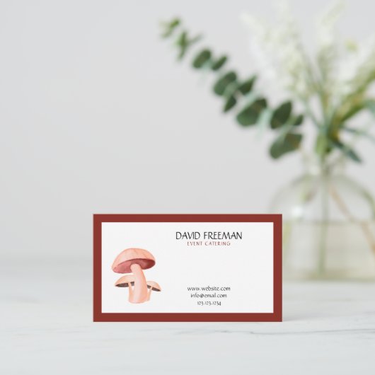 Carte De Visite Maroon moderne & Toadstool Blanc Champignons Resta (Debout devant)