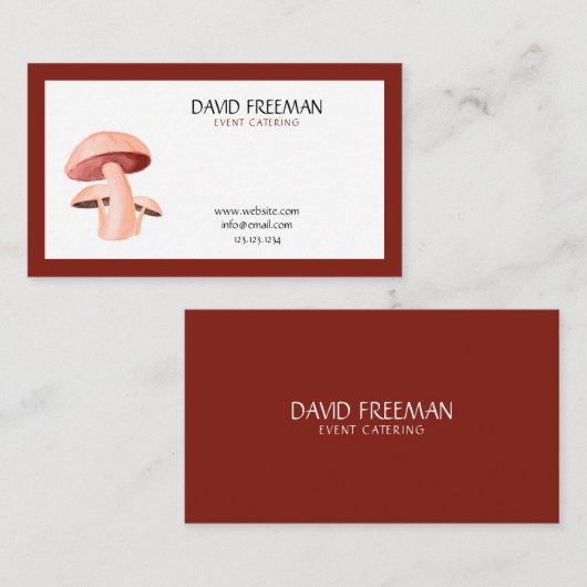 Carte De Visite Maroon moderne & Toadstool Blanc Champignons Resta (Devant / Derrière)