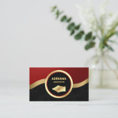 Carte De Visite Maroon Red Avocat Procureur Gold Pen Nib Notaire (Debout devant)