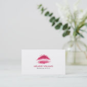 Carte De Visite Maroon Rouge Aquarelle Lips Artiste maquillage (Debout devant)