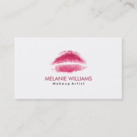 Carte De Visite Maroon Rouge Aquarelle Lips Artiste maquillage (Devant)