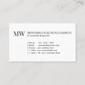 Carte De Visite Marque chic typographique lettrage monogramme nom (Dos)