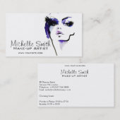 Carte De Visite Marque d'artiste maquillage de visage d'aquarelle  (Devant / Derrière)