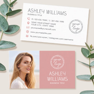 Carte De Visite Marque de logo de couleur rose élégante personnali
