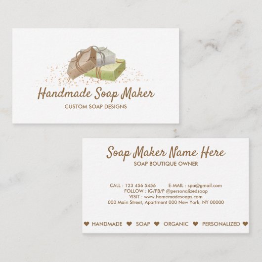 Carte De Visite Marque de savon maison (Devant / Derrière)