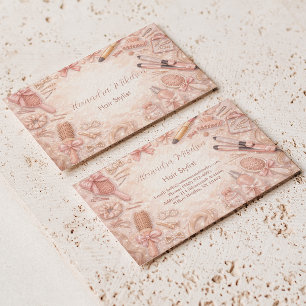 Carte De Visite Marque de styliste capillaire florale romantique