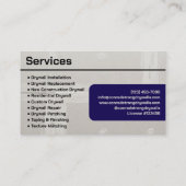 Carte De Visite Marque d'entrepreneur professionnel en cloison sèc (Dos)