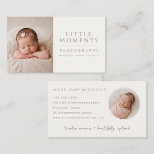 Carte De Visite Marque élégante de photographie de bébé en neutre