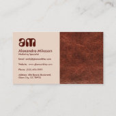 Carte De Visite Marque en cuir marron foncé (Dos)