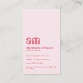 Carte De Visite Marque Féminine Rose Luxe (Dos)