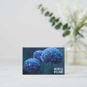 Carte De Visite Marque Fleurie Hydrangea Bleu Gras Dramatique (Debout devant)