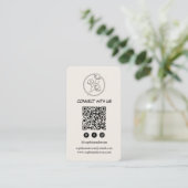 Carte De Visite Marque Moderne et Épurée avec Code QR (Debout devant)