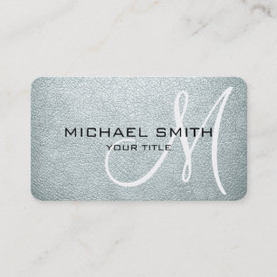 Carte De Visite Marque Monogram Azure Mist Cuir Aspect