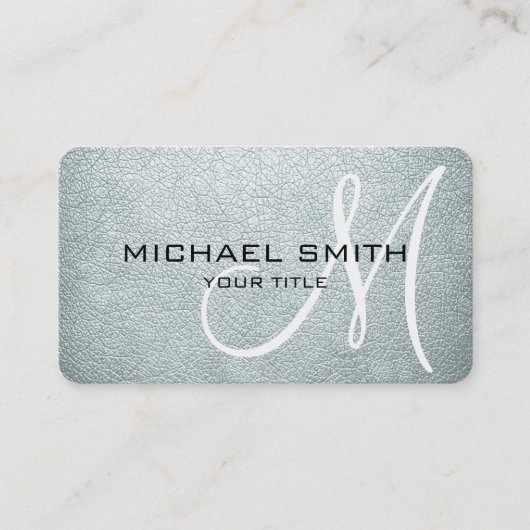 Carte De Visite Marque Monogram Azure Mist Cuir Aspect (Devant)
