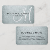 Carte De Visite Marque Monogram Azure Mist Cuir Aspect (Devant / Derrière)