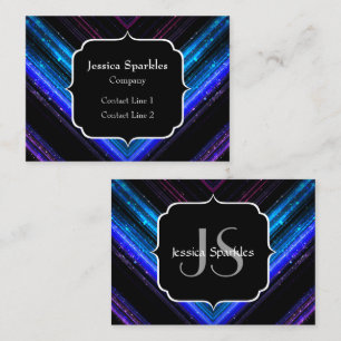 Carte De Visite Marque-page métallisé bleu violet chevron Monogram