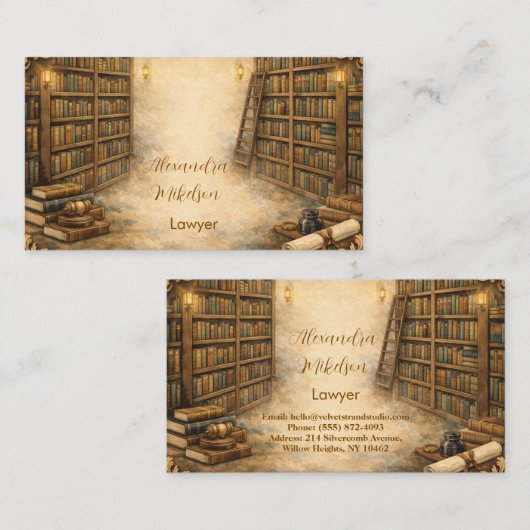 Carte De Visite Marque professionnelle classique de bibliothèque j (Devant / Derrière)