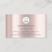 Carte De Visite Marque royale Nom Rose Argent gris cadre 3D (Dos)