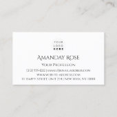 Carte De Visite Marque royale Nom Rose Blanc Bleu Marine (Dos)