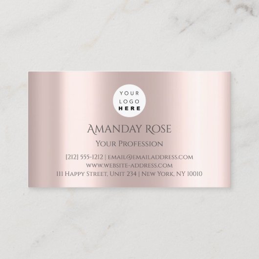 Carte De Visite Marque Royale Nom Rose Silver Black Frame (Dos)