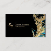 Carte De Visite Marque Turquoise Gold Black Modern Modèle personna (Devant)