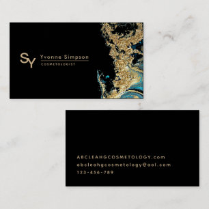 Carte De Visite Marque Turquoise Gold Black Modern Modèle personna