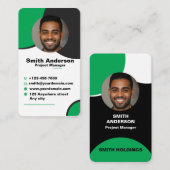 Carte De Visite Marques à skis | Photo Simple Vert Noir Moderne (Devant / Derrière)