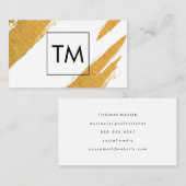 Carte De Visite Marques artistiques or avec Monogramme de boîte no (Devant / Derrière)