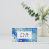 Carte De Visite Marques texturées (or) / Aquarelle bleue (Debout devant)