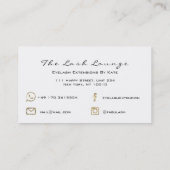 Carte De Visite Marqueur Lashes Eyebrow Logo Or Blanc Noir (Dos)