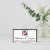 Carte De Visite Marqueur professionnel Brows Eyelash Rose Logo (Debout devant)