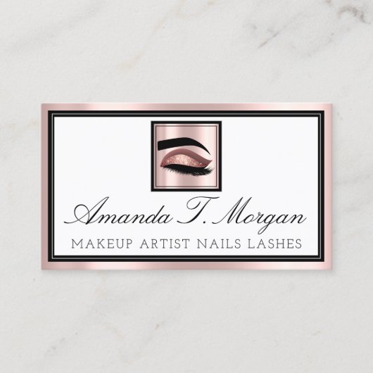 Carte De Visite Marqueur professionnel Brows Eyelash Rose Logo (Devant)