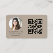 Carte de visite marron avec code QR Photo (Devant)