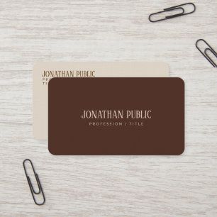 Carte De Visite Marron Beige Angle Arrondi Premium Lin Luxe
