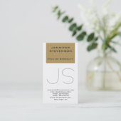 Carte de visite Marron Beige Blanc Monogramme tend (Debout devant)