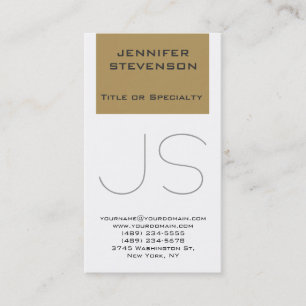 Carte de visite Marron Beige Blanc Monogramme tend