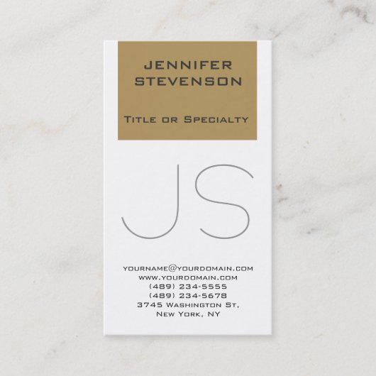 Carte de visite Marron Beige Blanc Monogramme tend (Devant)
