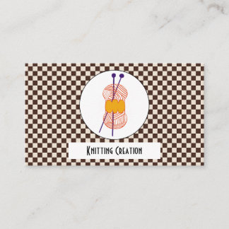 Carte De Visite Marron Chocolat Duo et Beige Plaid Buffalo Tricot