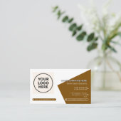 Carte De Visite Marron Code QR Formel Professionnel Entreprise Mod (Debout devant)