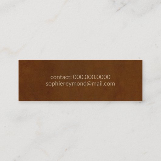 carte de visite marron élégant avec nom de script (Dos)
