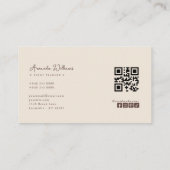 Carte de visite marron élégante avec QR Code pour (Dos)