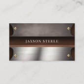 Carte De Visite Marron foncé et industriel en acier  (Devant)